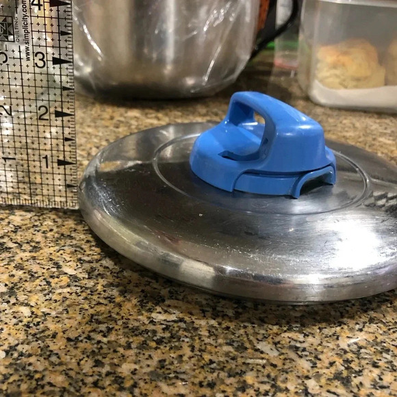 VTG REPLACEMENT LID STAINLESS STEEL BLUE STEAM REGULATING HANDLE 90s - Picture 6 of 6